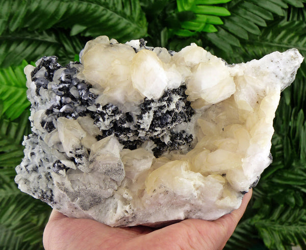 Big Calcite with Sphalerite Crystal, Mineral, Natural Crystal, Sphalerite Crystal