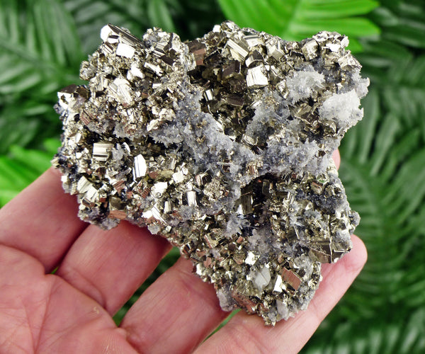 Pyrite with Quartz Crystal, Raw Minerals, Natural Crystals, Pyrite Cubes, Fool's Gold, Crystal Cluster B137