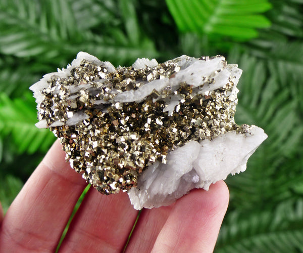 Calcite with Pyrite, Calcite Crystal, Pyrite Cube, Raw Crystal, Natural Mineral, Crystal Cluster, Healing Crystal, Mineral Specimen B797