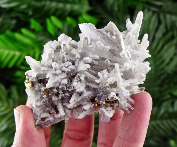 Milky Quartz with Chalcopyrite, Natural Crystal, Raw Mineral, Crystal Cluster, Milky Quartz B1143