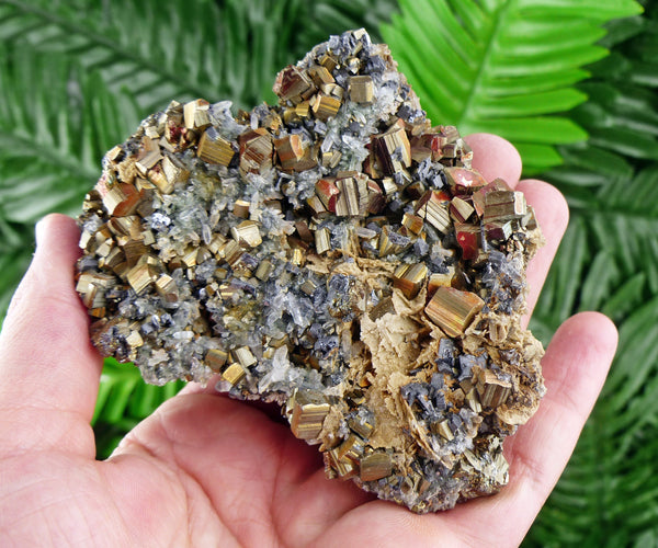 Pyrite with Quartz, Galena and Calcite Crystal, Raw Minerals, Natural Crystals, Pyrite Cubes, Fool's Gold, Crystal Cluster B1190