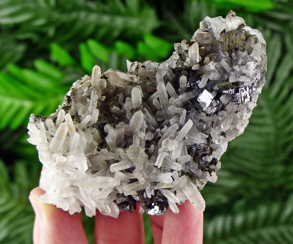 Quartz with Galena, Raw Crystal, Mineral, Natural Crystal, Quartz Cluster B357