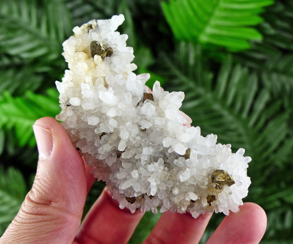 Quartz with Chalcopyrite, Natural Crystal, Raw Mineral, Crystal Cluster, Milky Quartz B286