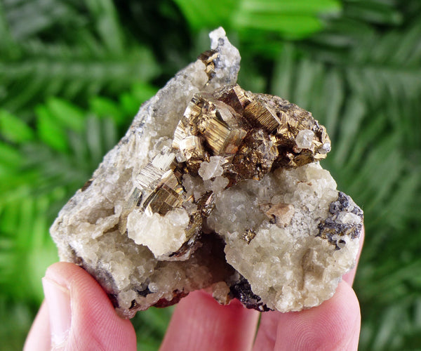 Pyrite with Calcite, Raw Crystal, Mineral, Natural Crystal, Pyrite Crystal, Pyrite Mineral B296