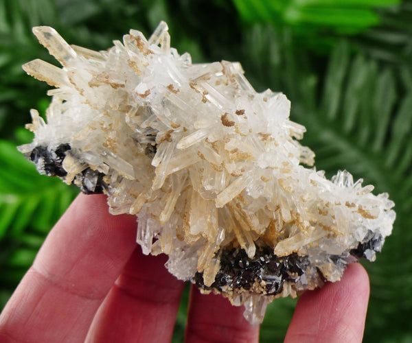 Rare Quartz with Calcite and Sphalerite, Raw Crystal, Natural Mineral, Crystal Cluster B436