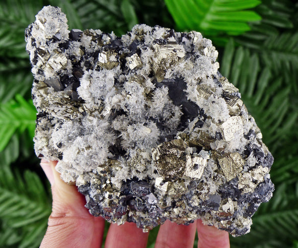 Galena with Quartz, Pyrite and Sphalerite, Crystal, Mineral, Natural Crystal, Sphalerite Crystal, Galena Crystal B1018