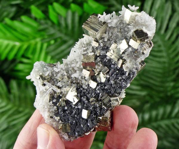 Quartz with Pyrite and Sphalerite, Quartz Crystal, Raw Crystal, Natural Mineral, Crystal Cluster B902