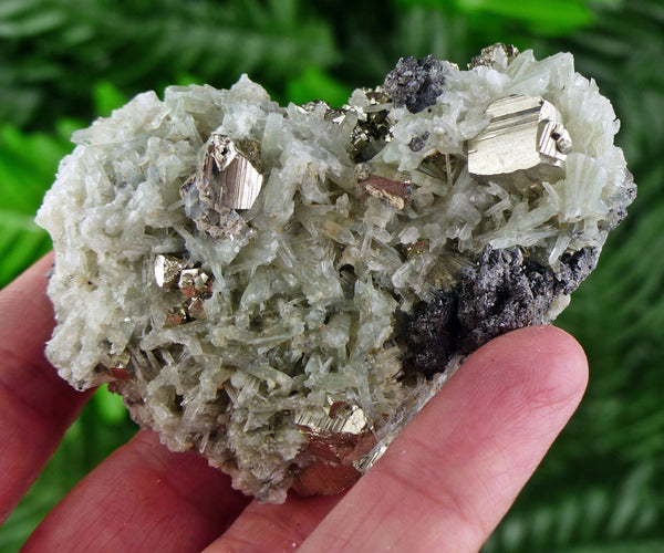 Rare Quartz with Chlorite, Sphalerite and Pyrite Crystals, Minerals, Natural Crystals, Quartz, Chlorite, Green Quartz, Sphalerite B686