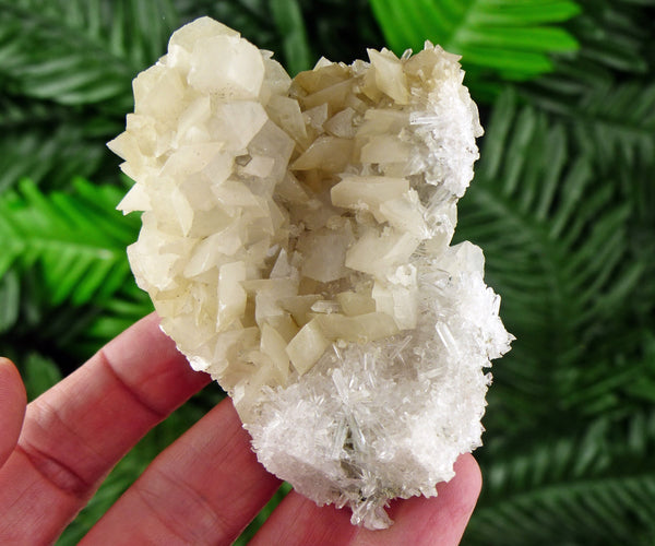 Clear Quartz with Calcite, Quartz Crystal, Raw Crystal, Natural Mineral, Crystal Cluster, Healing Crystal, Calcite B981