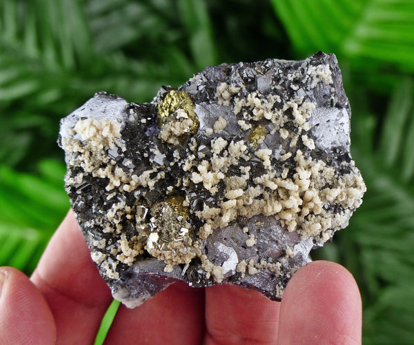 Galena with Sphalerite, Chalcopyrite and Calcite, Raw Crystal, Natural Mineral, Natural Crystal, Crystal Cluster B677