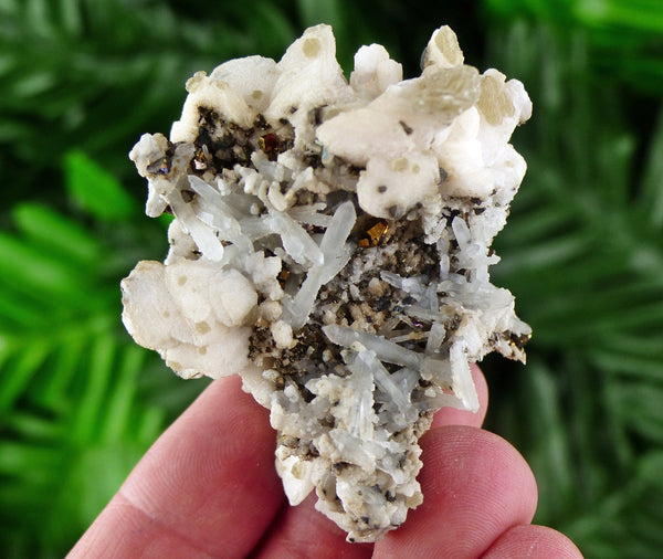 Quartz with Chalcopyrite and Calcite, Natural Crystal, Raw Mineral, Crystal Cluster, Milky Quartz B676