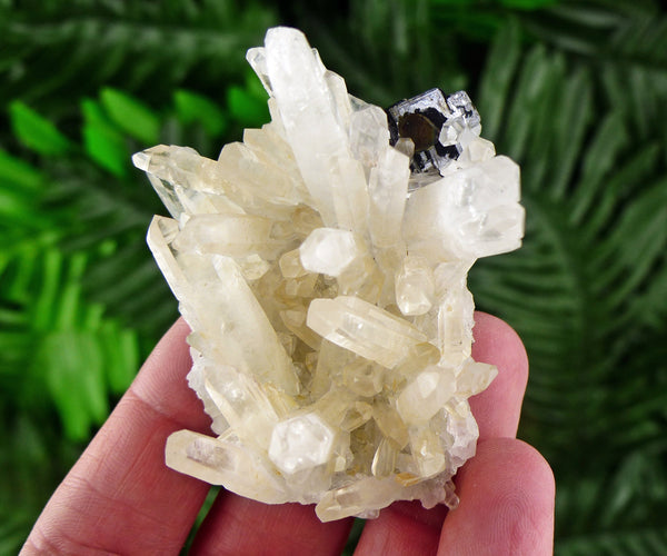 Clear Quartz with Galena and Chalcopyrite, Raw Crystal, Mineral, Natural Crystal, Quartz Cluster B866