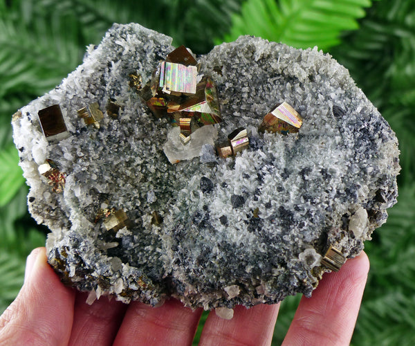 Quartz with Sphalerite, Pyrite anа Calcite, Raw Minerals, Natural Crystals, Fool's Gold, Crystal Cluster, Sphalerite B1516