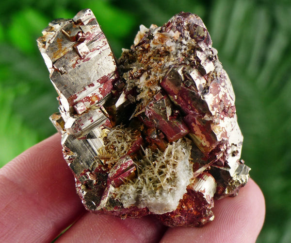 Pyrite with Hematite, Pyrite Cubes, Shiny Pyrite, Pyrite Crystal, Pyrite Mineral, Fool's Gold Cluster, Natural Crystal, Mineral Stone B1686