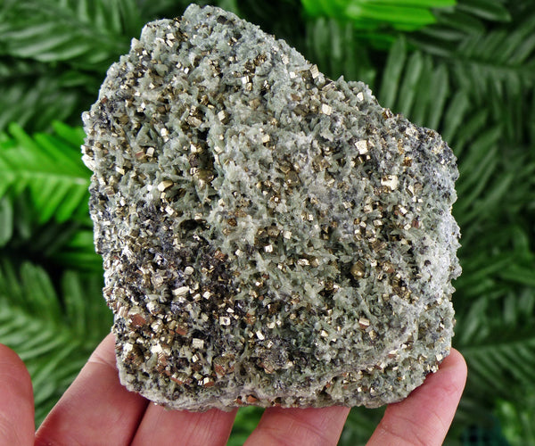 Green Prasem Quartz with Pyrite and Sphalerite, Raw Minerals, Natural Crystals, Quartz, Sphalerite B982