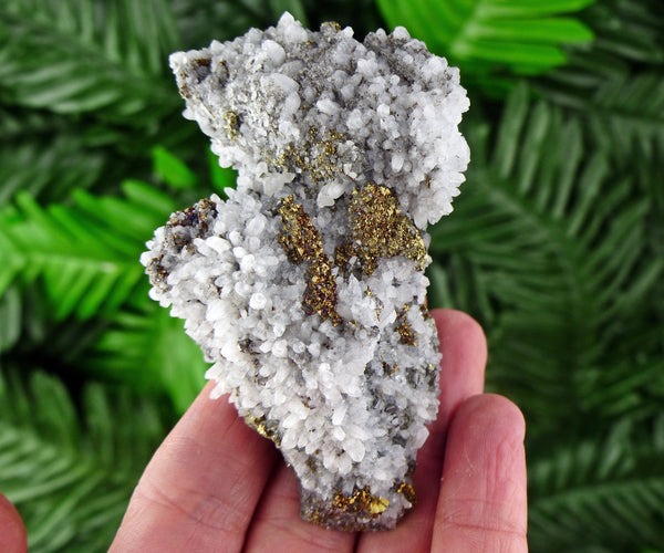 Quartz with Chalcopyrite, Natural Crystal, Raw Mineral, Crystal Cluster, Milky Quartz B617