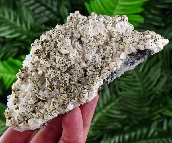 Quartz covered with Calcite and Chalcopyrite, Raw Crystal, Natural Mineral, Spirituality Crystal, Mineral Specimen B1806