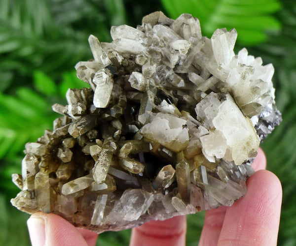 Quartz with Chlorite and Calcite, Quartz Crystal, Chlorite Crystal, Calcite Stone, White Calcite B1594