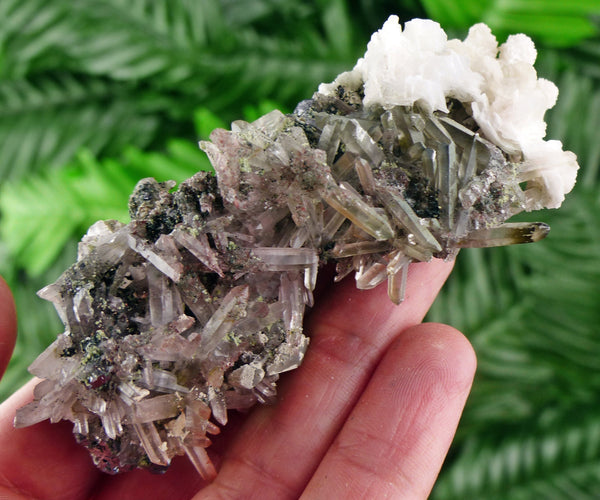 Milky Quartz with Hematite, Calcite and Chlorite, Raw Crystal, Natural Mineral, Crystal Cluster B1809