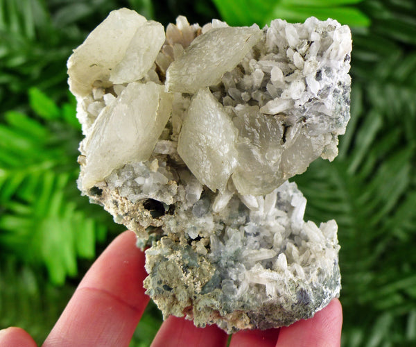 Amazing Milky Quartz with Chlorite and Calcite, Quartz Crystal, Chlorite Crystal, Calcite Stone, White Calcite B1867