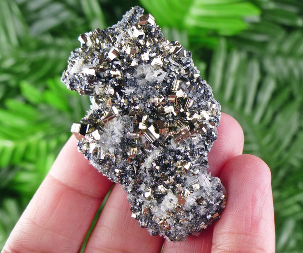 Shiny Pyrite with Quartz and Sphalerite, Raw Crystal, Natural Mineral, Spirituality Crystal, Mineral Specimen B1766