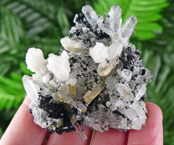 Quartz with Chlorite and Calcite, Quartz Crystal, Chlorite Crystal, Calcite Stone, White Calcite B1492