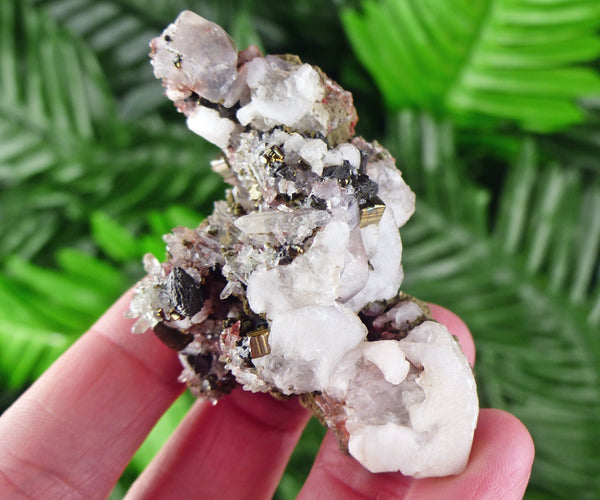 Amazing Calcite Crystallization with Sphalerite, Pyrite and Quartz, Raw Crystal, Natural Mineral, Crystal Cluster B1623