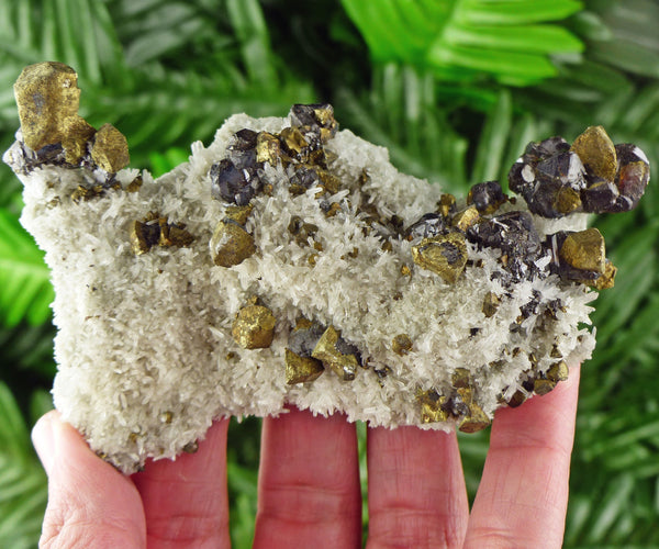 Amazing Natural Chalcopyrite Epitaxy on Sphalerite on Quartz, Raw Crystal, Natural Mineral, Spirituality Crystal, Mineral Specimen B1377