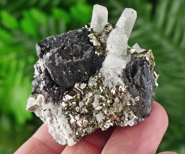 Quartz with Pyrite and Sphalerite, Quartz Crystal, Raw Crystal, Natural Mineral, Crystal Cluster B1881