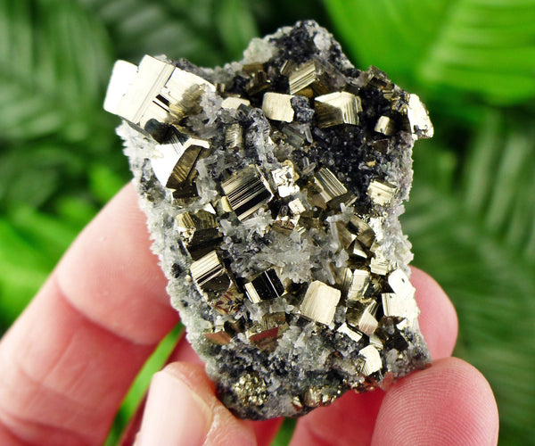 Very Nice Shiny Pyrite Crystals with Quartz, Raw Crystal, Natural Mineral, Healing Crystal, Spirituality Crystal, Mineral Specimen B2132