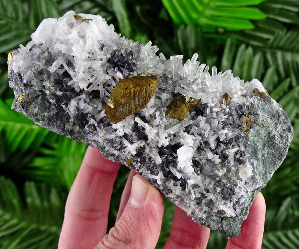 Amazing Quartz with Chalcopyrite, Raw Crystal, Natural Mineral, Healing Crystal, Spirituality Crystal, Mineral Specimen B2150