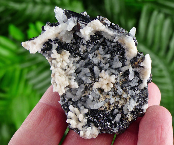 Amazing Quartz with Calcite and Black Sphalerite, Raw Crystal, Natural Mineral, Healing Crystal, Mineral Specimen B2167