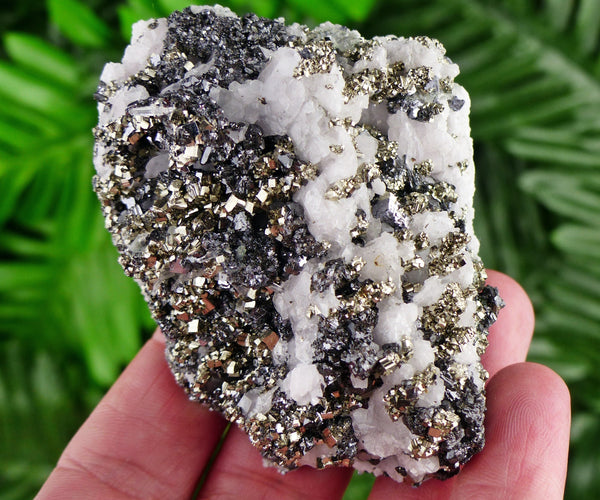 Amazing Calcite with Pyrite and Sphalerite, Raw Crystal, Natural Mineral, Healing Crystal, Spirituality Crystal, Mineral Specimen B2212