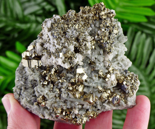 Amazing Quartz with Pyrite and Calcite, Raw Crystal, Natural Mineral, Healing Crystal, Spirituality Crystal, Mineral Specimen B1821