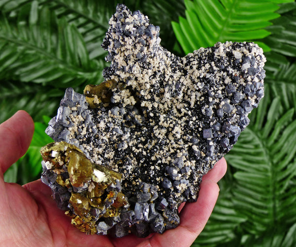 Rare Galena with Chalcopyrite and Sphalerite and Calcite, Raw Crystal, Natural Mineral, Healing Crystal, Mineral Specimen B1781