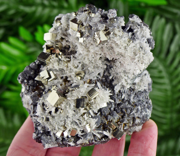 Amazing Pyrite with Quartz, Sphalerite and Galena, Raw Crystal, Natural Mineral, Healing Crystal, Mineral Specimen B2293