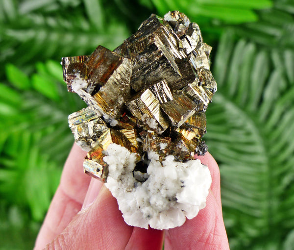 Amazing Iridescent Pyrite with Calcite, Raw Crystal, Natural Mineral, Healing Crystal, Spirituality Crystal, Mineral Specimen B2350