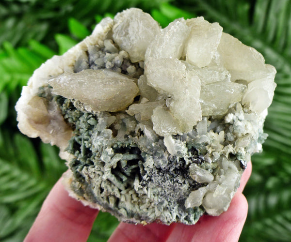 Amazing Green Prasem Quartz with Calcite and Chlorite, Raw Crystal, Natural Mineral, Healing Crystal, Spirituality, Mineral Specimen B2374