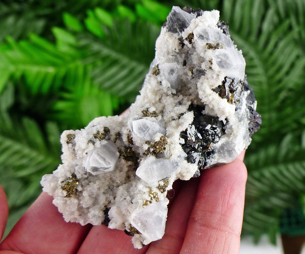 Amazing Milky Quartz with Chalcopyrite and Sphalerite, Raw Crystal, Natural Mineral, Healing Crystal, Spirituality, Mineral Specimen B2354