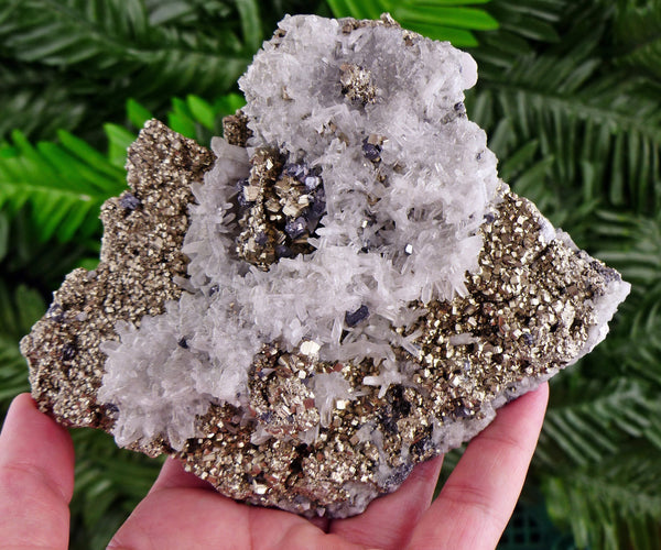 Amazing Big Crystal Quartz with Shiny Pyrite and Galena, Raw Crystal, Natural Mineral, Healing Crystal, Spirituality, Mineral Specimen B2382