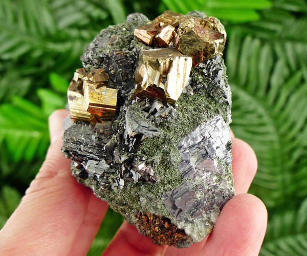 Amazing Galena with Pyrite and Chlorite, Raw Crystal, Natural Mineral, Healing Crystal, Spirituality Crystal, Mineral Specimen B2394