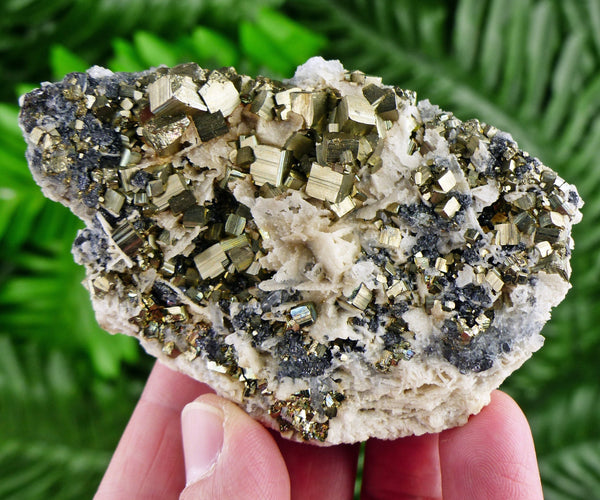 Amazing Pyrite with Sphalerite and Calcite, Raw Crystal, Natural Mineral, Healing Crystal, Spirituality Crystal, Mineral Specimen B2204