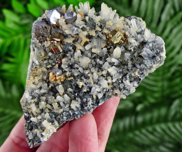 Quartz with Gem Sphalerite and Pyrite, Raw Crystal, Natural Mineral, Healing Crystal, Spirituality Crystal, Mineral Specimen B2399