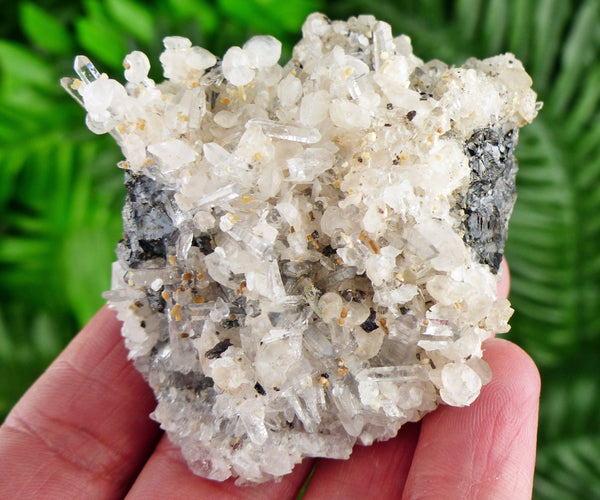 Clear Quartz with Calcite and Sphalerite, Raw Crystal, Natural Mineral, Healing Crystal, Spirituality Crystal, Mineral Specimen B2407