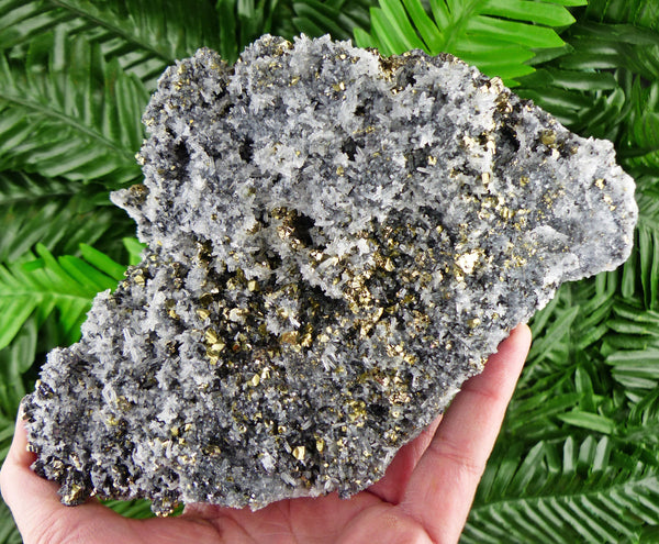 Amazing Big Crystal Quartz with Shiny Pyrite and Sphalerite, Raw Crystal, Natural Mineral, Healing Crystal, Spirituality B2500