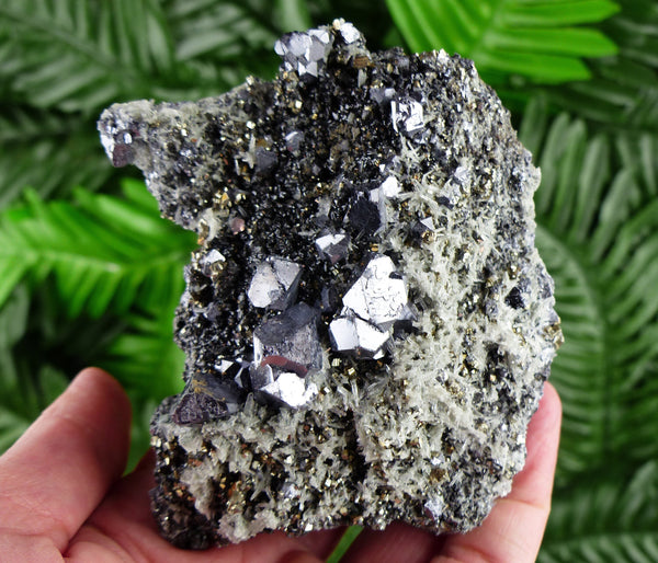 Amazing Quart with Pyrite, Sphalerite and Galena, Raw Crystal, Natural Mineral, Healing Crystal, Mineral Specimen B2348