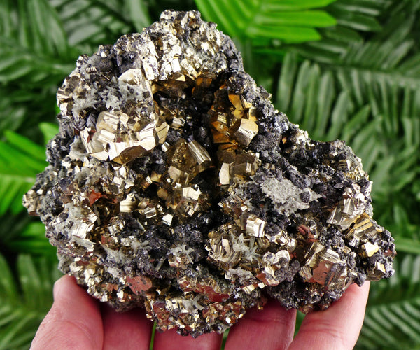 Amazing Pyrite with Quartz and Sphalerite, Raw Crystal, Natural Mineral, Healing Crystal, Spirituality Crystal, Mineral Specimen B2271