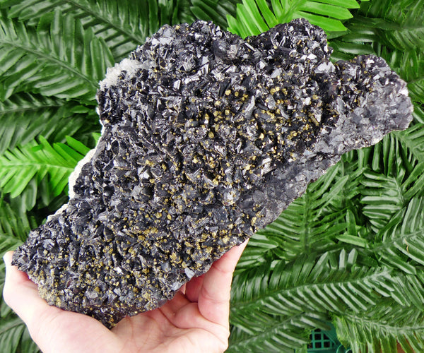 Amazing Black Sphalerite with Chalcopyrite and Quartz, Raw Crystal, Natural Mineral, Healing Crystal, Spirituality, Mineral Specimen B2352