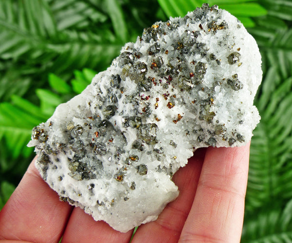 Amazing Quartz with Green Gem Sphalerite and Iridescent Chalcopyrite, Raw Crystal, Natural Mineral, Healing Crystal, Mineral Specimen B2459