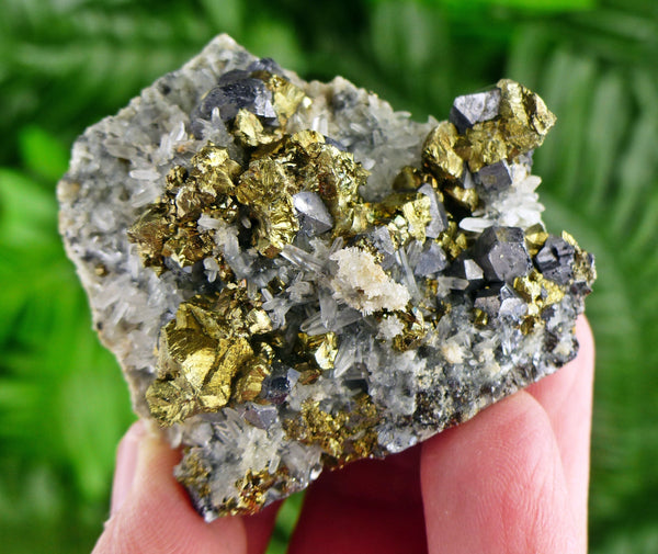 Amazing Quartz with Shiny Chalcopyrite and Galena  , Raw Crystal, Mineral, Natural Crystal, Quartz Cluster B2542